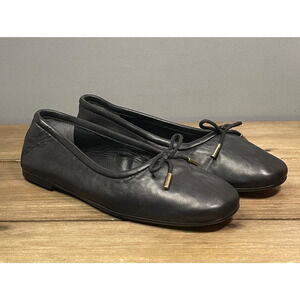 Nordstrom Women's Elsie Ballet Flats Size 5 Black Leather Bow Accent